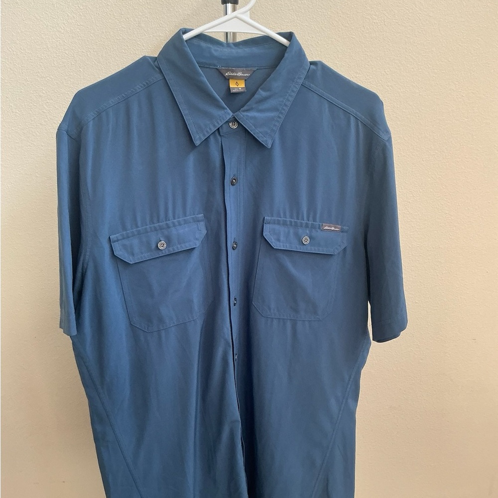 Lightweight Blue Button-Down Shirt for Men